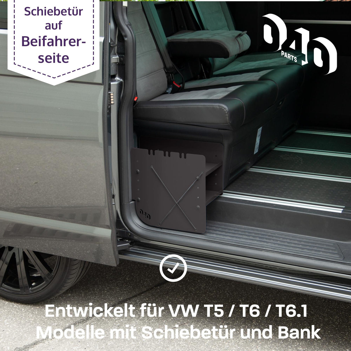 Camper Schuhregal SCHWARZ BEIFAHRERSEITE für VW T5 T6 T6.1