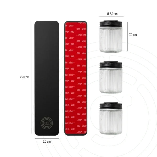 Camper Magnet-Gewürzgläser (3er-Set) + Metallleiste (3M)