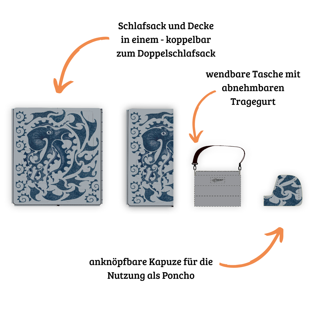 Schlafsack/Decke Bentcho New Zealand Oktopus