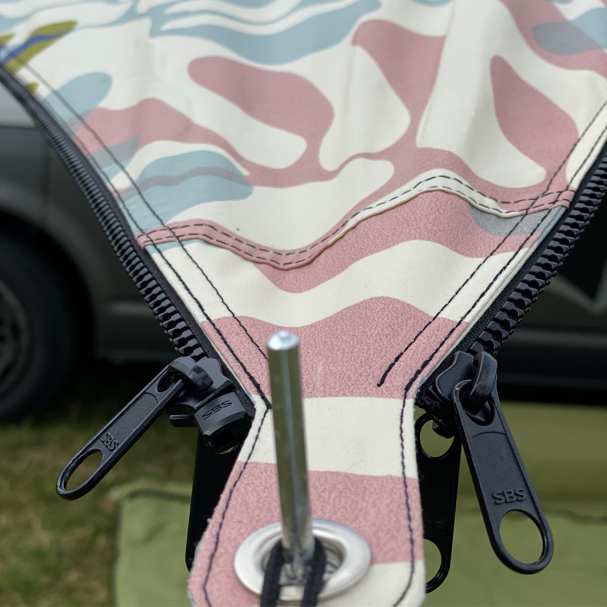 Verbindbares Sonnensegel TC-Zip-Canvas Skandinavien Druck hell