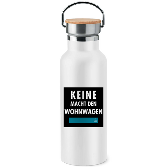 Edelstahl-Trinkflasche mit Bambusdeckel - KEINE MACHT