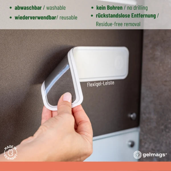 Camper Garderobe 2er Set Magnet-Haken »Hold On« + 1 Flexigel-Leiste schwarz 26 cm