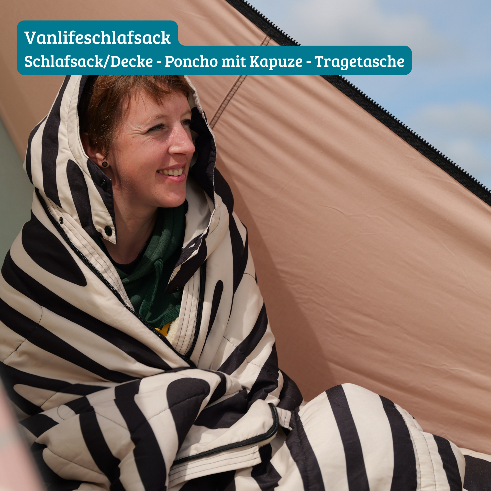 BENT Vanlife Schlafsack/Decke/Poncho Bentcho Zebra – CampVan