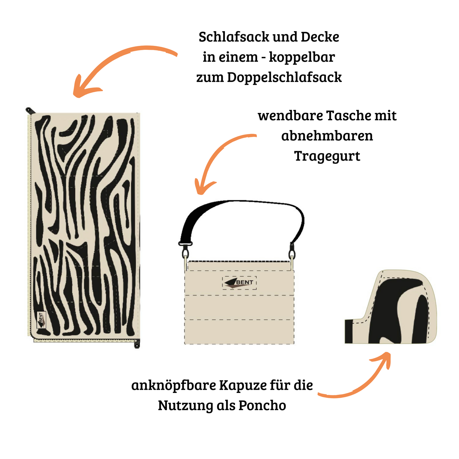 Schlafsack/Decke Bentcho Zebra
